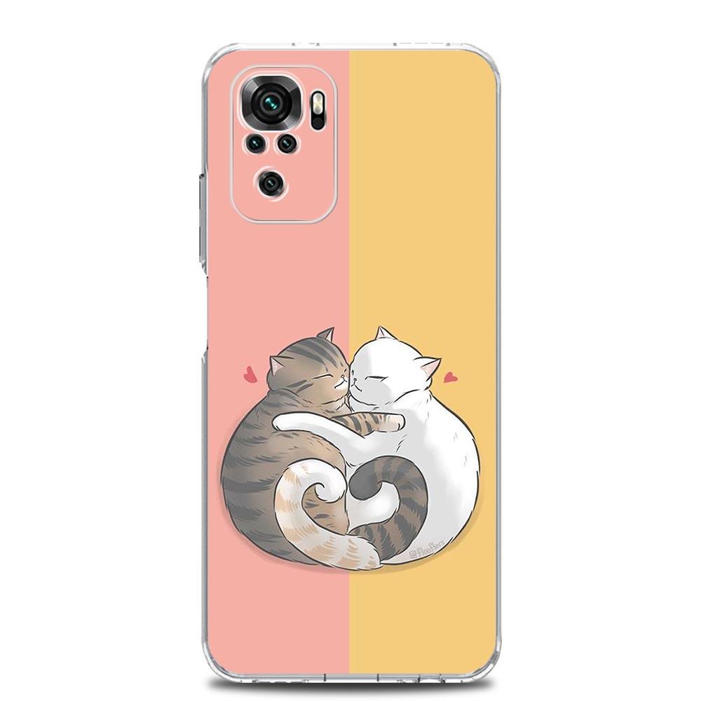 Cat Cute Kitten Cartoon Clear Phone Case For Xiaomi Redmi Note 12 5G 9S 9 8 10 11 Pro+ 9T 8T 10C 9C 9A 7 Pro Soft TPU Back Cover