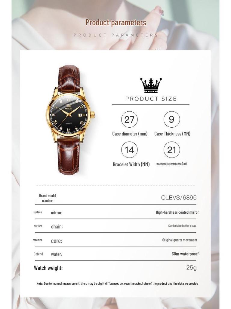 Celebrity Endorsed Women's Dual Calendar Waterproof Quartz Watch