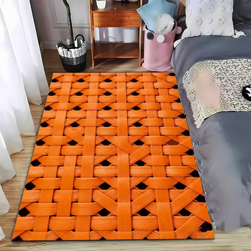 3D Orange Woven Pattern Carpet for Bedroom Living Room Home Décor Suitable for use as an anti-slip for living room bedroom sofas