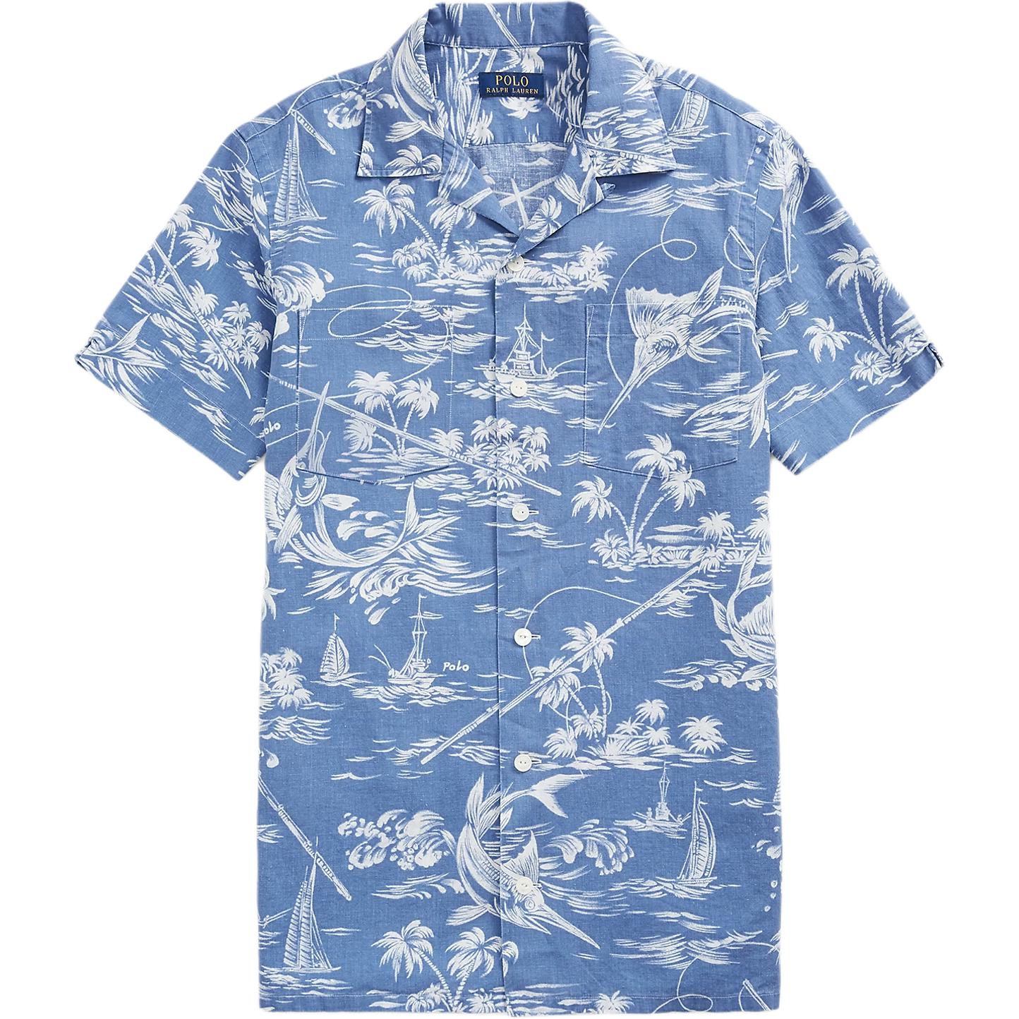 

Polo Ralph Lauren Рубашка с коротким рукавом из льняной смеси с тропическим принтом и кубинским воротником Мужские рубашки 710802647-001 S