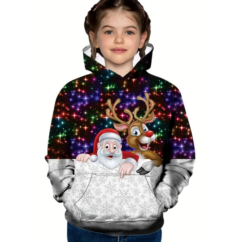 

Рождественская детская одежда Дед Мороз 3D принт Толстовка Мода Мультяшные детские толстовки Праздничная мода Детская одежда 120