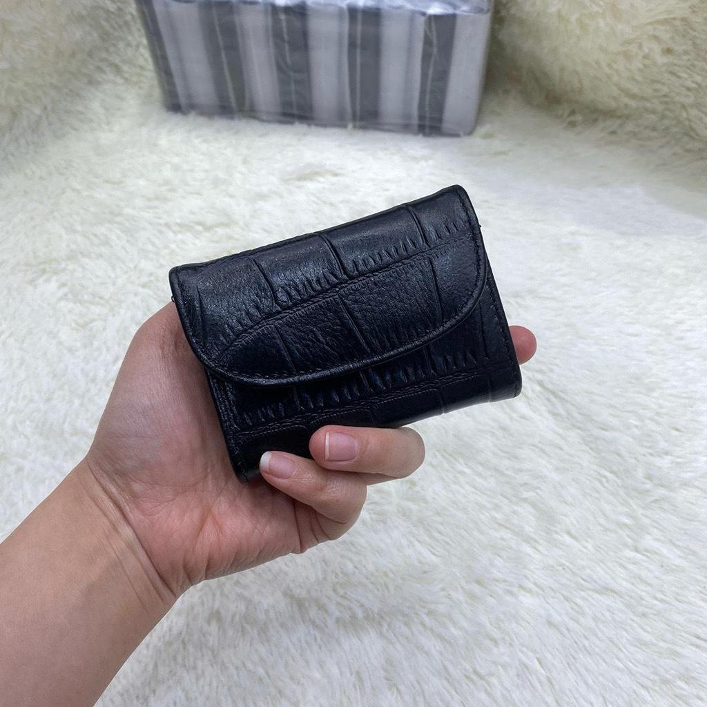 2025 Genuine Leather Ladies Accordion Card Holder & Coin Purse - Embossed Short Wallet