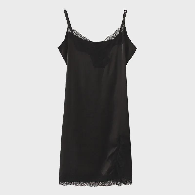 Plus Size Sexy Ice Silk Lace Slit Nightdress Pajamas