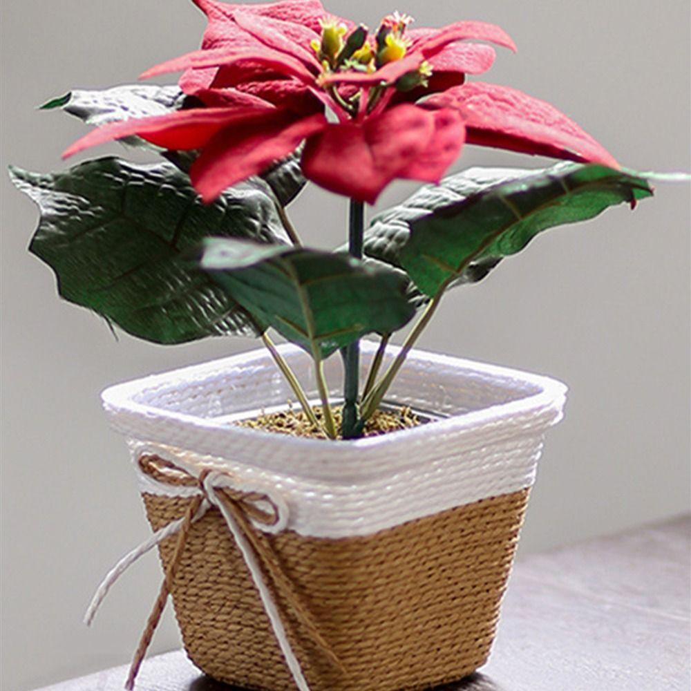 Paper Rope Braided Braided Flower Pot Waterproof Woven Basket Plant Pot  for Indoor Outdoor Plants