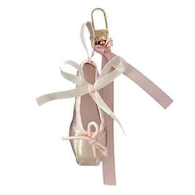 Dance Shoe Ribbon Keyring Ballet Shoe Keychain Decoration Backpack Pendant Suitable for Dance Fan and Decorative Use