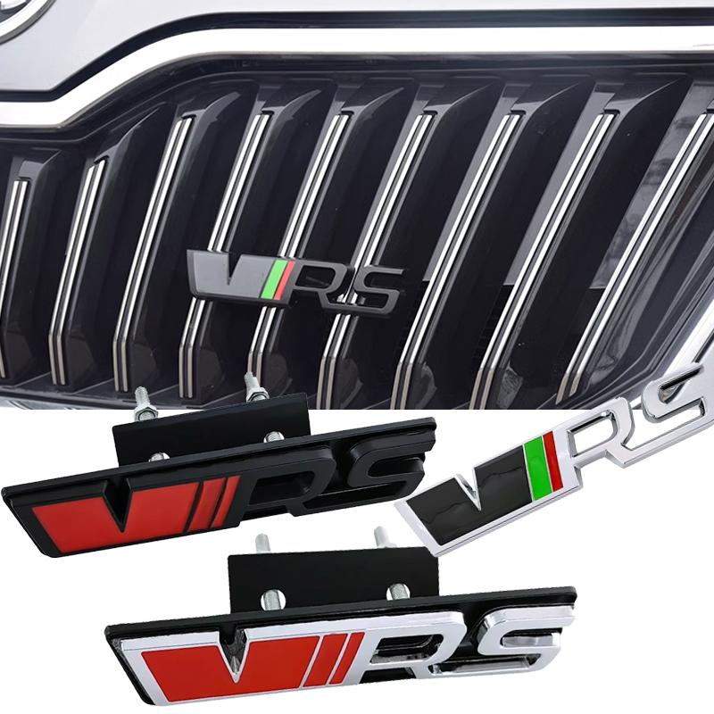 HGWE4 Alloy Sticker for Skoda VRS Logo Karoq 2 A7 Octavia Yeti Fabia 1 Kodiaq Tour RS Superb Rapid Car Front Grille Logo Trunk Emblem