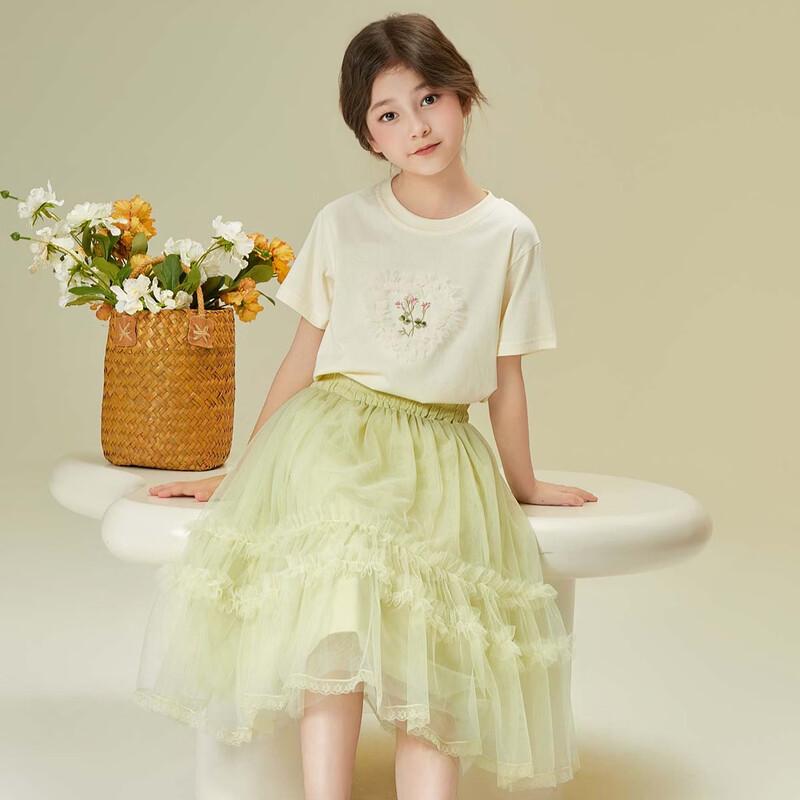 Girls' Sweet Lace Heart T-Shirt & Skirt Set