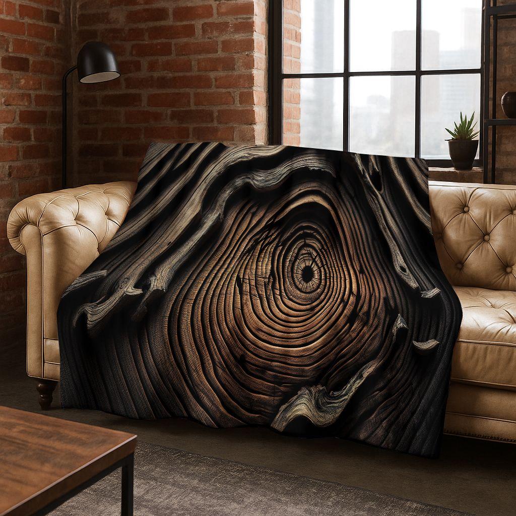 Regenboog Retro Houten Bord Zwart Bruin Houtnerf Flanellen Deken, Gezellige Zachte Plaid voor Huis Slaapkamer Bed Bankhoes Cadeau