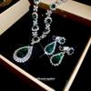 Elegant Rhinestone Water Drop Necklace & Earring Set - European Style, Geometric Design, Clavicle Chain for Women