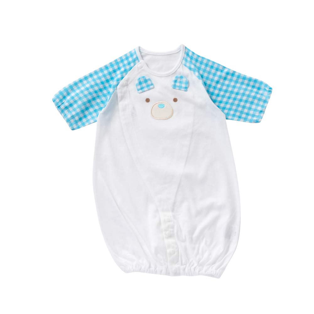 de Plaid Jersey Bear All Snap Newborn Baby Made in Japan [Cream Coco] Two-Way [Crotch Replacement/2way] 50-70cm (Blue)