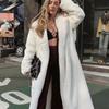 Women's Winter Warm Faux Fur Coat Thick Women's Long Coat with Turn-down Collar, Women's Warm Coat with Belt Casaco Feminino