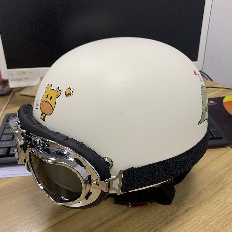 Trendy Street-Style Half Helmet with Eye Protection for Young Riders