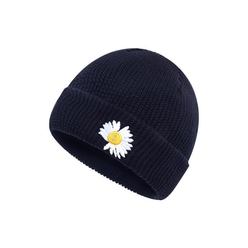 Novo Chapéu de Lã Tricotado Estilo Coreano de Inverno para Mulheres Chapéu de Proprietário Quente Baotou Chapéu para Frio Pequena Margarida Chapéu Pele de Melão Masculino Tendência