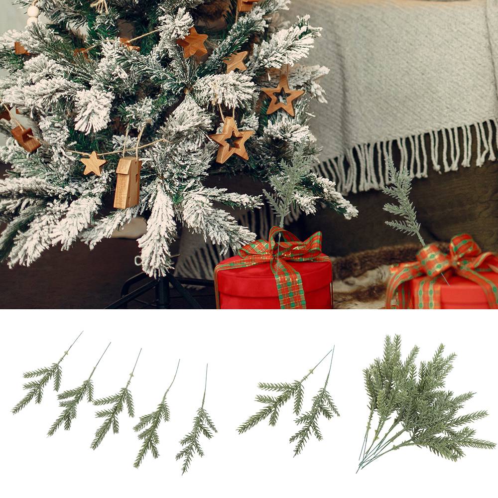 

50 шт. зеленых искусственных сосновых веток, 7 вилочных венков, рождественские украшения для рождественской вечеринки 50Pcs