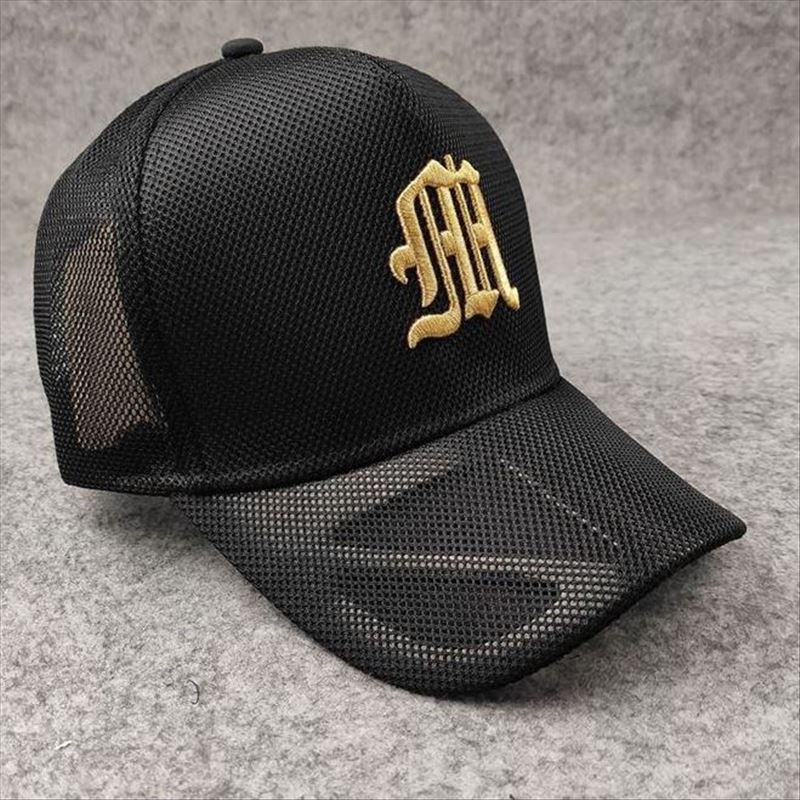 Embroidered mesh hat high top five-piece peaked cap large head circumference hard top men's hat couple style women's hat batch