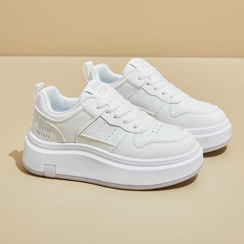 

Fashion Fashion Casual Women s Shoes 2025 Spring Autumn Platforms Sneakers Comfortable Flat Shoes Lace Up Non Slip Vulcanized Shoes 40 белый