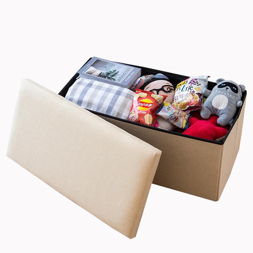 Foldable Storage Ottoman Multifunctional Fabric Storage Bench Strong Load Bearing Stool For Sundries Storage