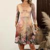 Women's  Casual Loose Comfortable Print V-Neck 3/4 Sleeve Dress
