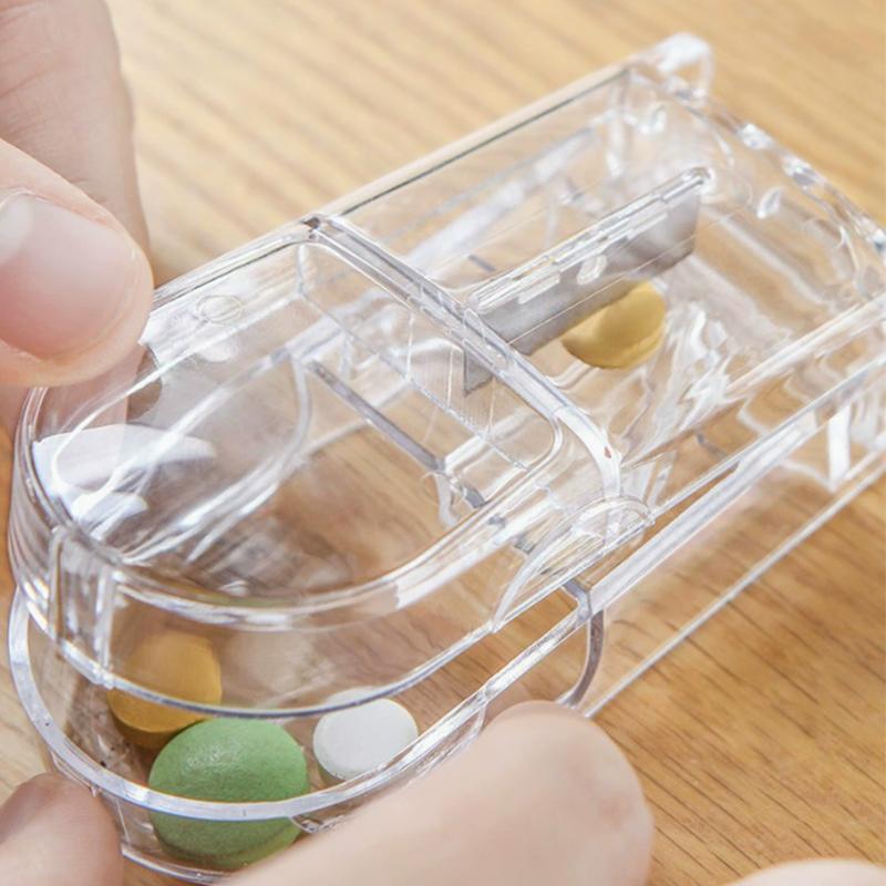 Portable Tablet Cutter Dose Divider Convenient Pill Splitter Storage Box for Daily Medicine Taking