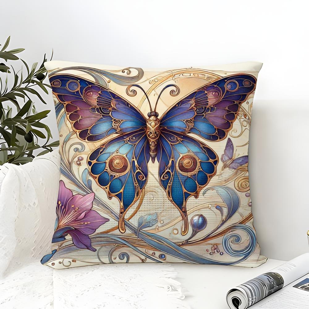 Colorful And Beautiful Butterfly Pillow Case Linen Pillow Case Sofa Home Decor Cushion Cover Cushion Cove