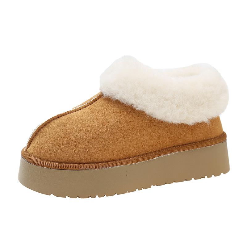 New autumn and winter one-pedal snow boots women's shoes plush integrated confinement cotton shoes plush thickened