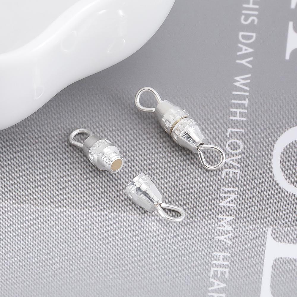 50pcs Cylinder Fasteners Clasps Buckles Closed End Screw Clasp Fastener with Ring DIY Bracelet Necklace Connector Jewelry Making