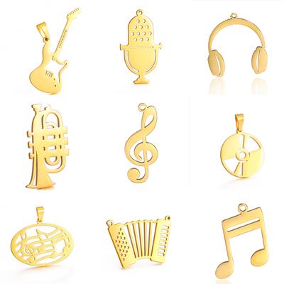 Teamer 5pcs/Lot Music Note Musical Instrument Pendant Stainless Steel Charms For Necklace Bracelet Making Jewelry Wholesale New