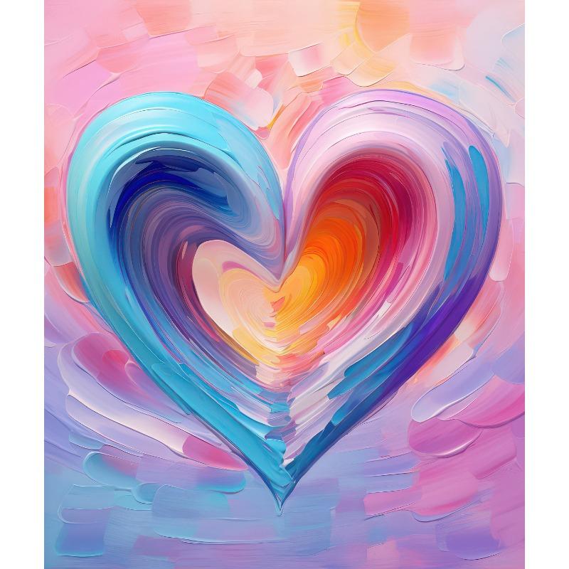Love Heart Oil Paint Style Posters and Prints Canvas Printing Modern Valentine's Day Wall Art Picture for Living Room Home Decor