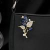 Elegant Blue Crystal Leaf Rhinestone Brooch for Women - Luxurious Design for Suits and Cheongsams