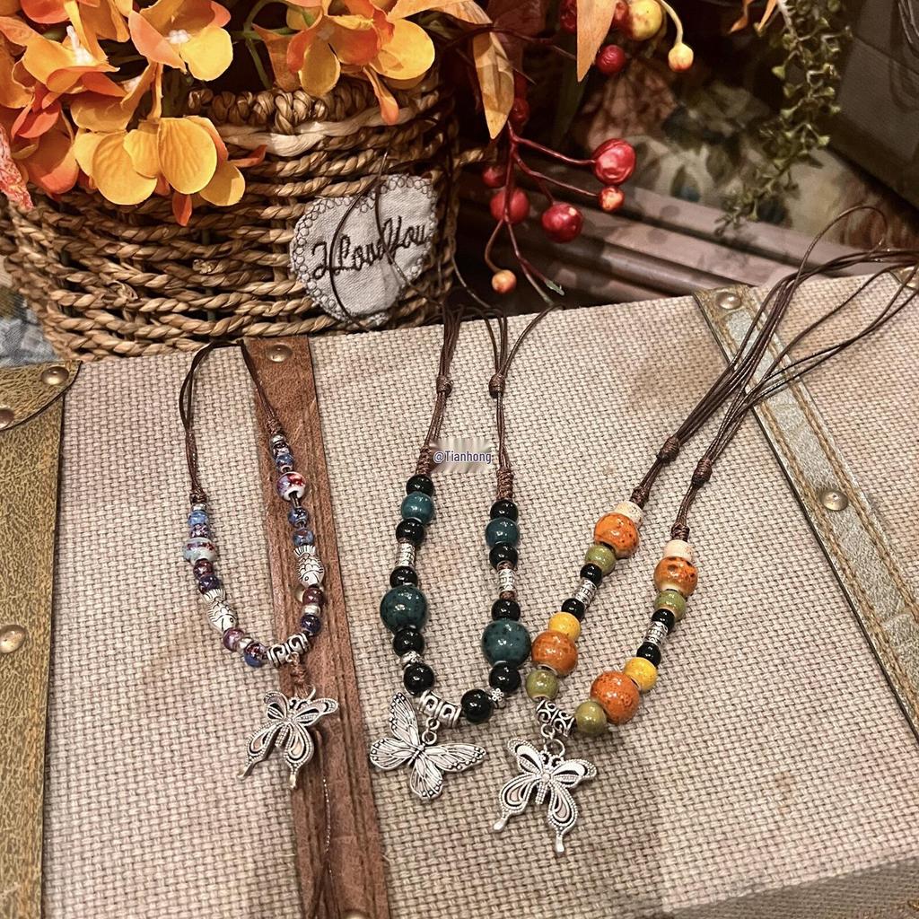 Sweet Eighteen Retro Ethnic Butterfly Necklace - Women's Unique Chinese Style Jewelry Chain