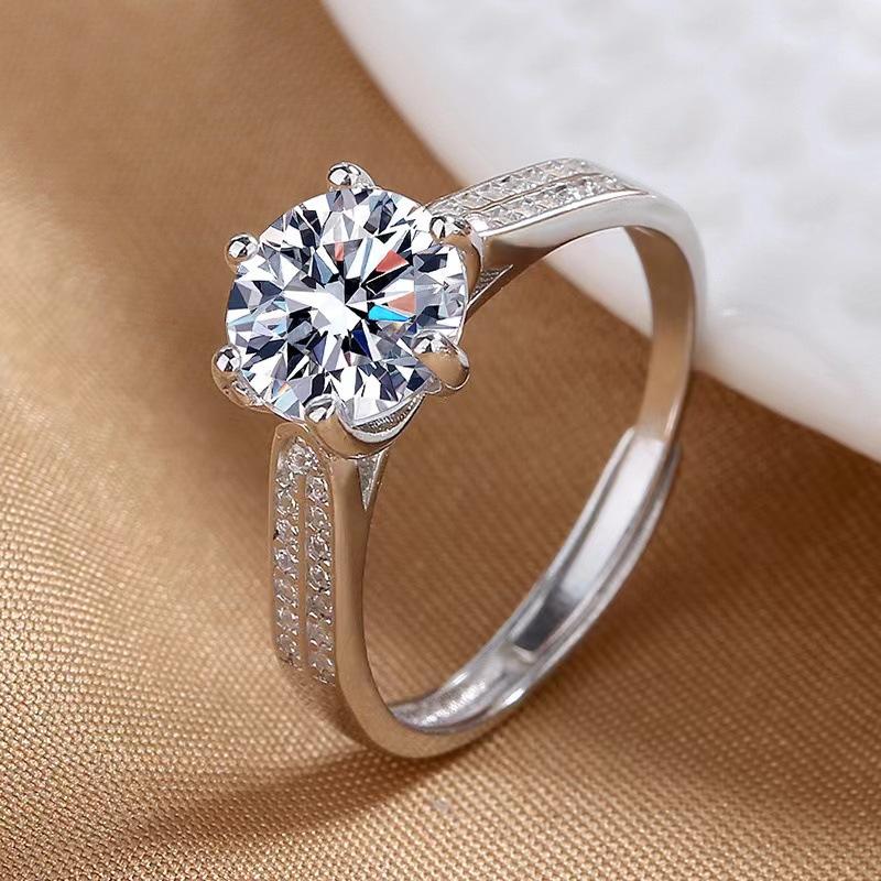 925 Silver Ring Heart AAA Zircon Open Adjustable Engagement For Women Wedding Fashion Jewelry Party Gifts
