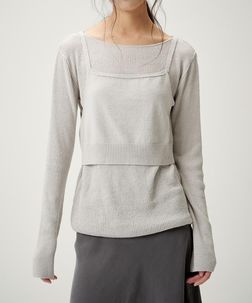 Linte Ribbed Boat Neck Bustier Knit Set