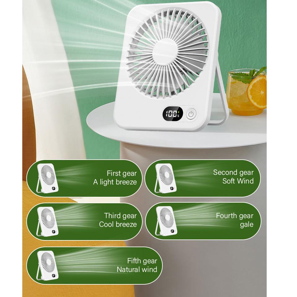 Digital Display Foldable Desk Fan