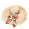 (One Size, White) Women Summer Straw Sun Hat Breathable Floral Bow Ribbon Sun Protection Fisherman Hat