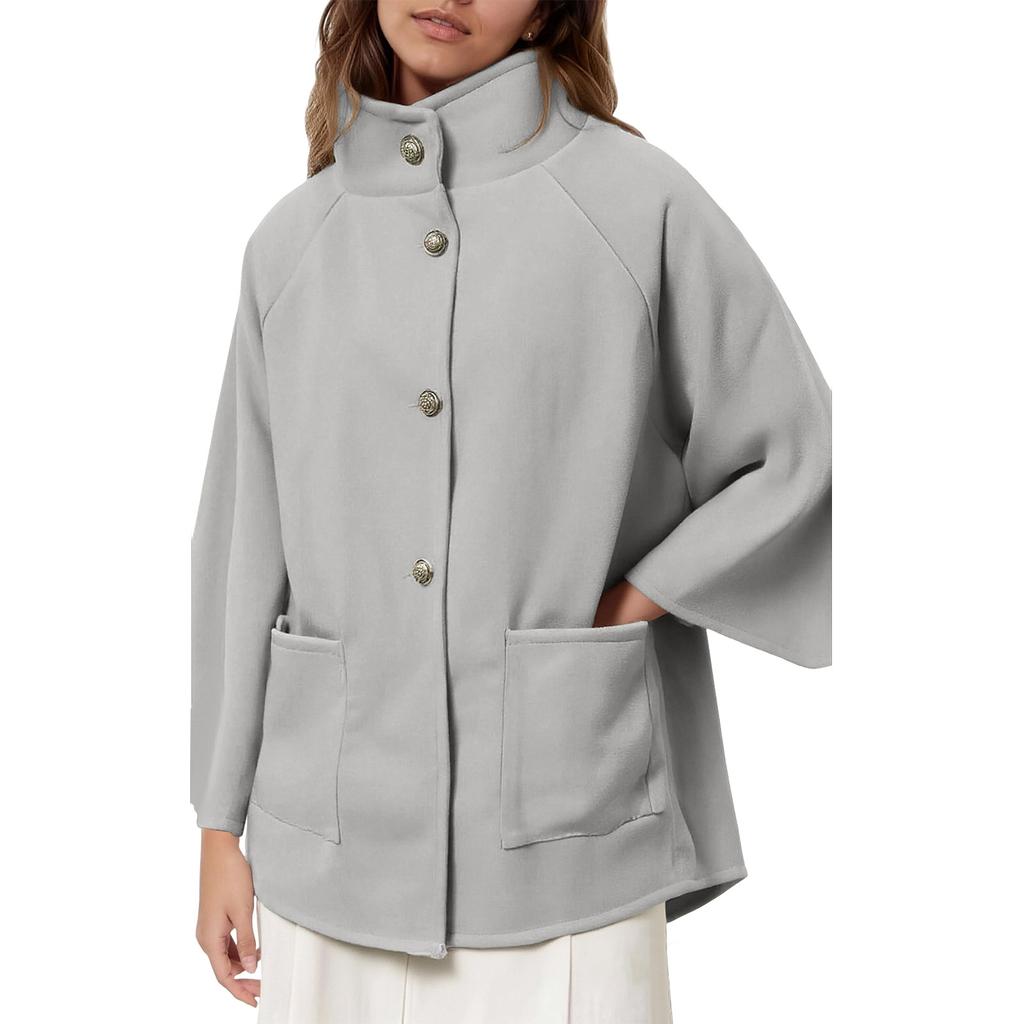Fashionable Women's Casual Woolen Coat Single Breasted Cardigan Top For Women