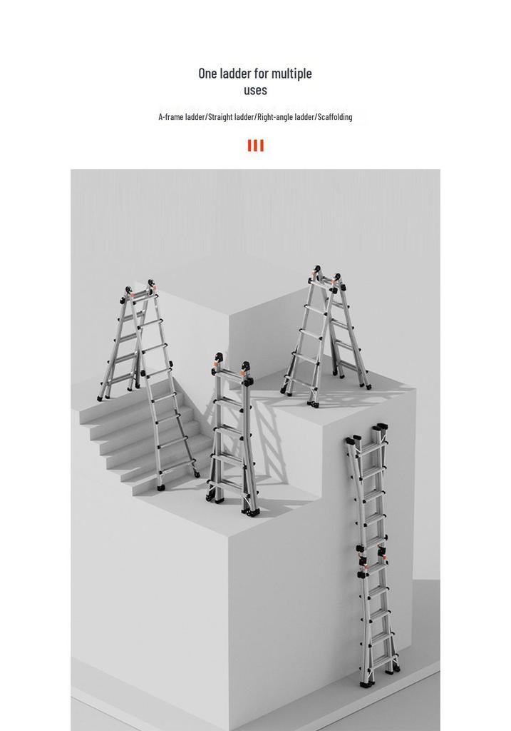 Aluminum Alloy Telescopic A-frame Ladder - Foldable, Extra Long, Safety Engineering Ladder