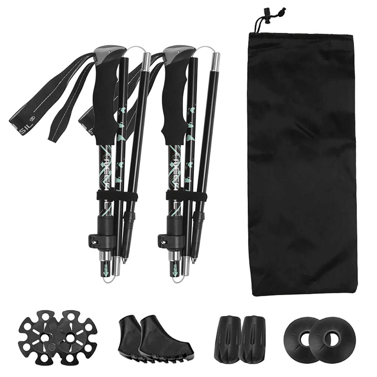 

Trekking Poles Collapsible Hiking Poles Aluminum Adjustable Hiking Sticks Men Women Telescopic black #1