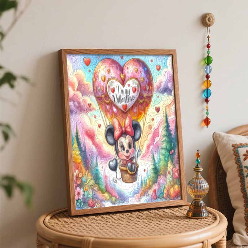 Disney Minnie Valentine Hot Air Balloon Oil Paint Hand Painting Kit Decoration Classic Style Home Decor Romantic Love Gift Art Craft