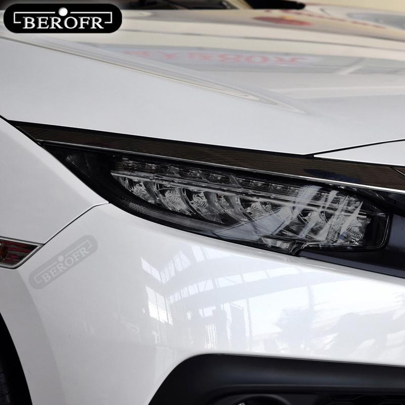 For Honda Civic 10th 2016- 19 TPU Car Headlight Film Protective Sticker Lamp Hoods Transparent Smoke Black Accessories