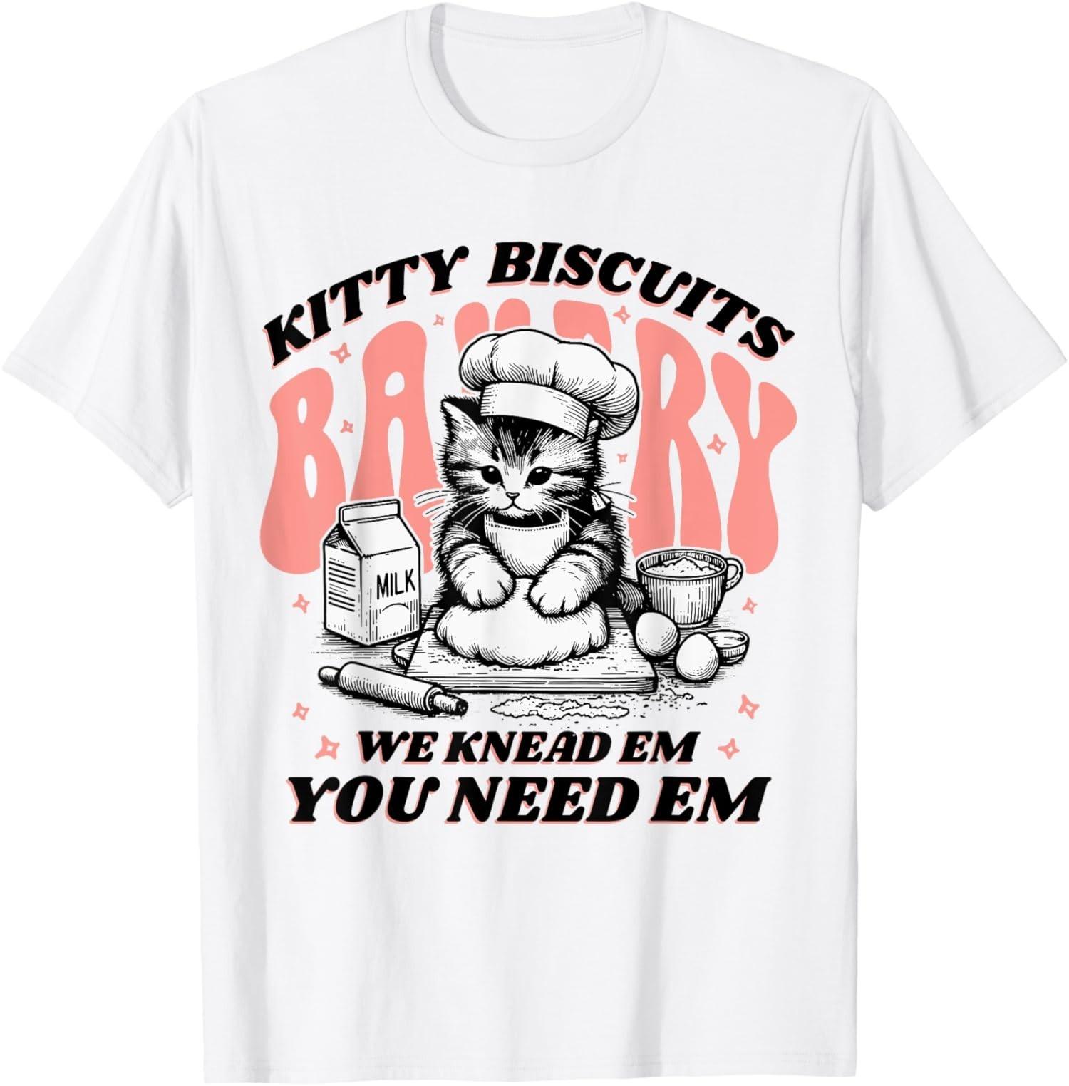 Cute Kitty Biscuits Bakery Funny Cat Lovers Baking Unisex T-Shirt XXXXL
