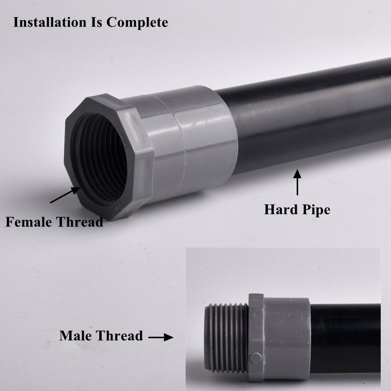 1/2" ~2" Thread To 20-63mm PVC Direct Pipe Connector, Garden Watering Irrigation Aquarium Fish Tank Water Tube Joint Fittings