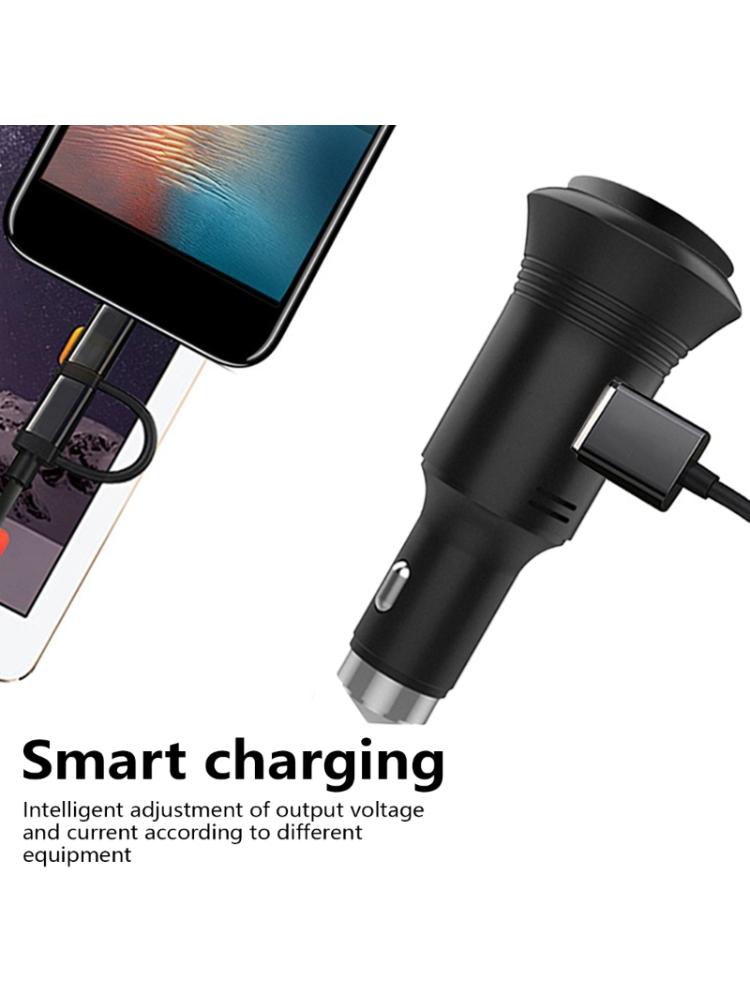 QC3.0 Fast Charging Car Charger Adapters Double USB Port with Carbon Monoxide Detection & Window Broken Function