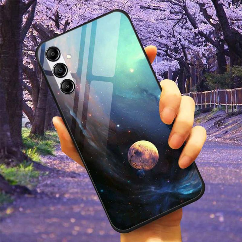 Tempered Glass Phone Case For Samsung A34 A14 A54 5G Cover For Galaxy A13 A137F A24 M54 A8 Plus Hard Back Bumper A 54 GalaxyA34