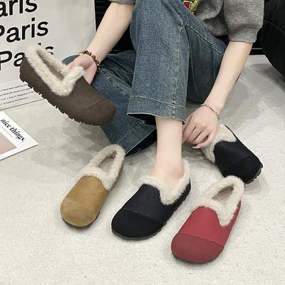 Rubber Soft-soled Mother Shoes Women's Winter Retro Fluffy Shoes Piled Comfortable One-pedal Lazy Shoes
