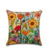 Plants Leaf Sunflower Cushion Cover Linen Decorative Home Sofa Square Pillow Case For Couch Farmhouse Decoration 45X45Cm