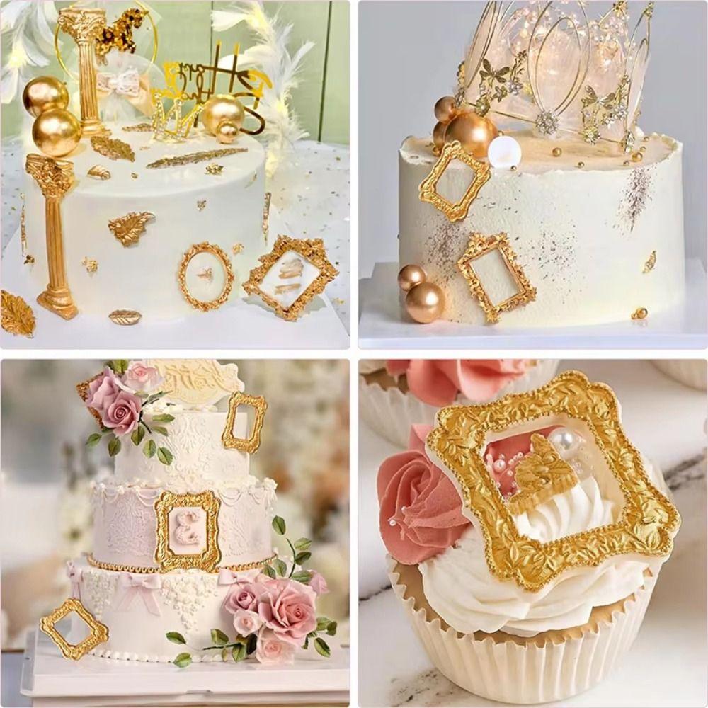4Pcs Embossed Design Photo Frame Fondant Molds Baroque Silicone Frame Molds  Candy Crafting