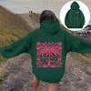 Womens Oversized Hooded Sweatshirt With Palm Tree Print Drop Shoulder Long Sleeve Fleece-Lined Casual Streetwear