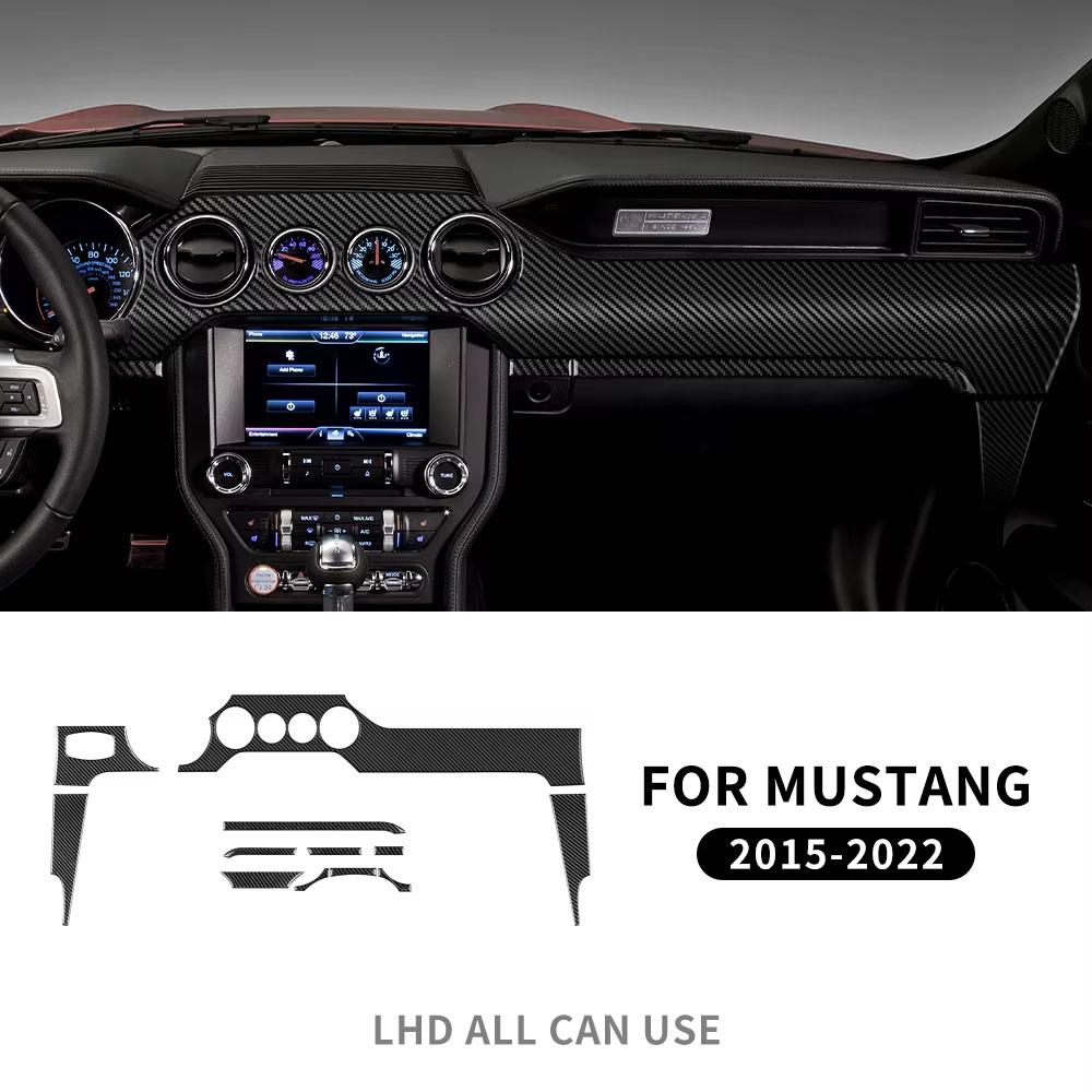 Sticker For Ford Mustang 2015 2016 2017 2018 2019 2020 2021 2022 Real Carbon Fiber Car Dashboard Panel Interior Trim RHD LHD