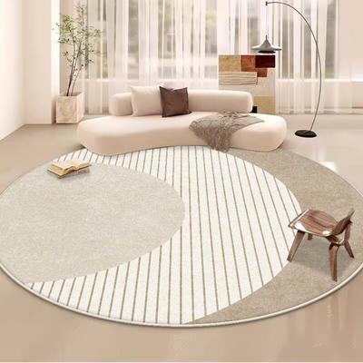 Einfacher Stil Große Wohnzimmer Runde Teppiche Gestreifte Dekoration Zuhause Sofa Bereich Flauschiger Plüschteppich Schlafzimmer Rutschfeste Stuhlmatte Boden