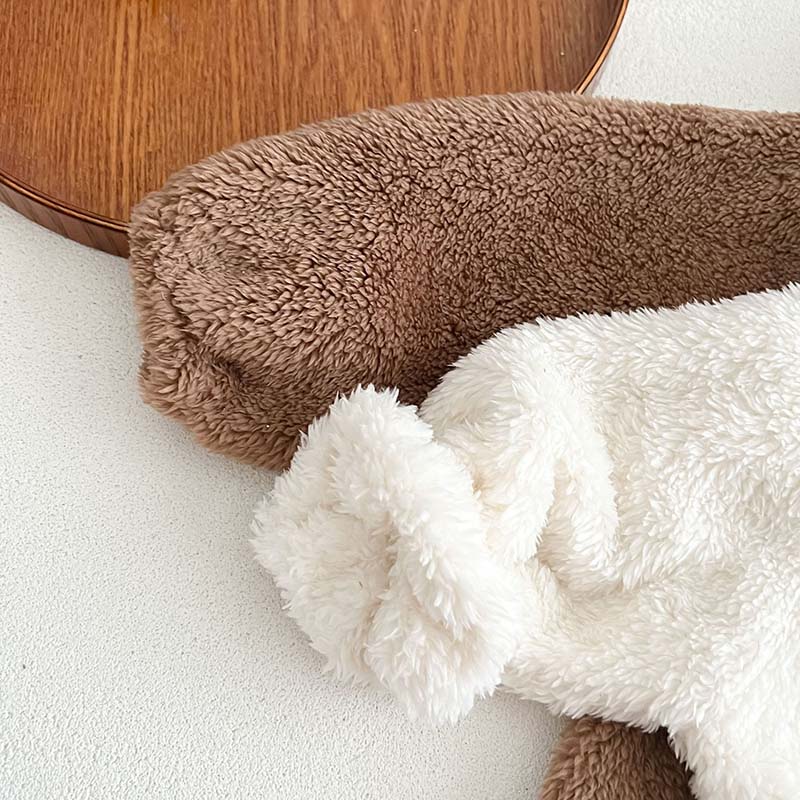 Kids Clothes Cute Bear Baby Romper Autumn Winter Plus Velvet Hooded Crawl Suit Soft Warm Tops Trousers Toddler Clothing Set